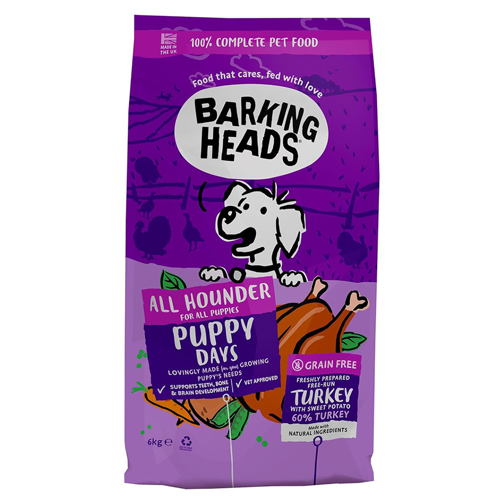 【仔犬用】BARKING HEADS バーキングヘッズ パピー デイズ ターキー ドライドッグフード 全犬種仔犬用 6kg