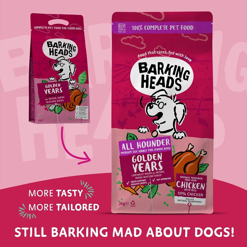 【リニューアル】【シニア犬用】 BARKING HEADS バーキングヘッズ ゴールデン イヤーズ チキン ドライドッグフード 全犬種シニア犬用 (7歳以上)12㎏