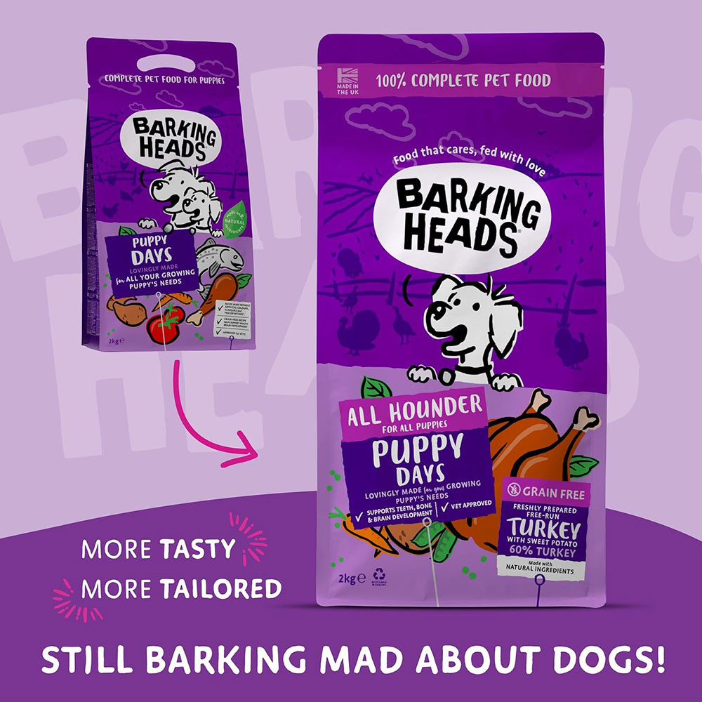 【リニューアル】【仔犬用】 BARKING HEADS バーキングヘッズ パピー デイズ ターキー ドライドッグフード 全犬種仔犬用 2kg
