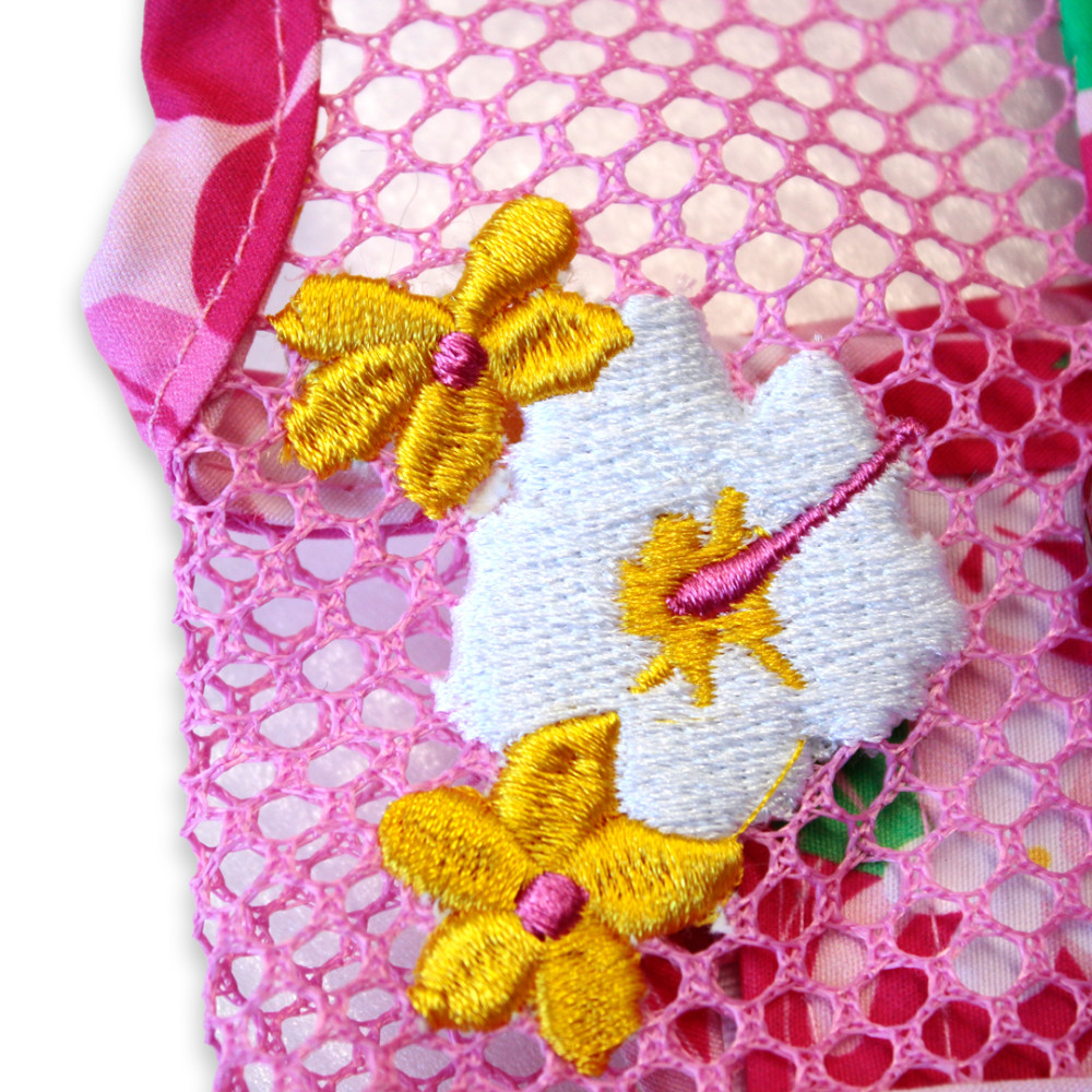 【Doggie Design】Cool Mesh Harnesses Pink Hawaiian Floral - XS