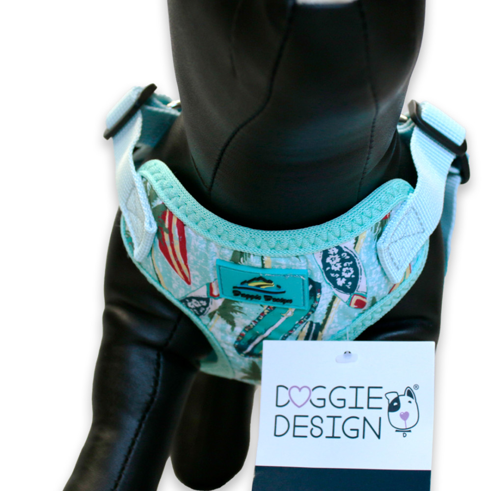 【Doggie Design】Wrap and Snap Harness Surfboards And Palms -S
