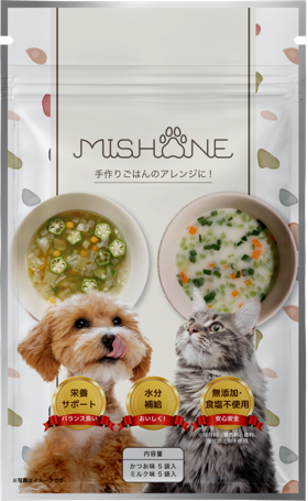 mishone　犬猫用粉末スープ　カツオ・ミルク味（各5袋入り）