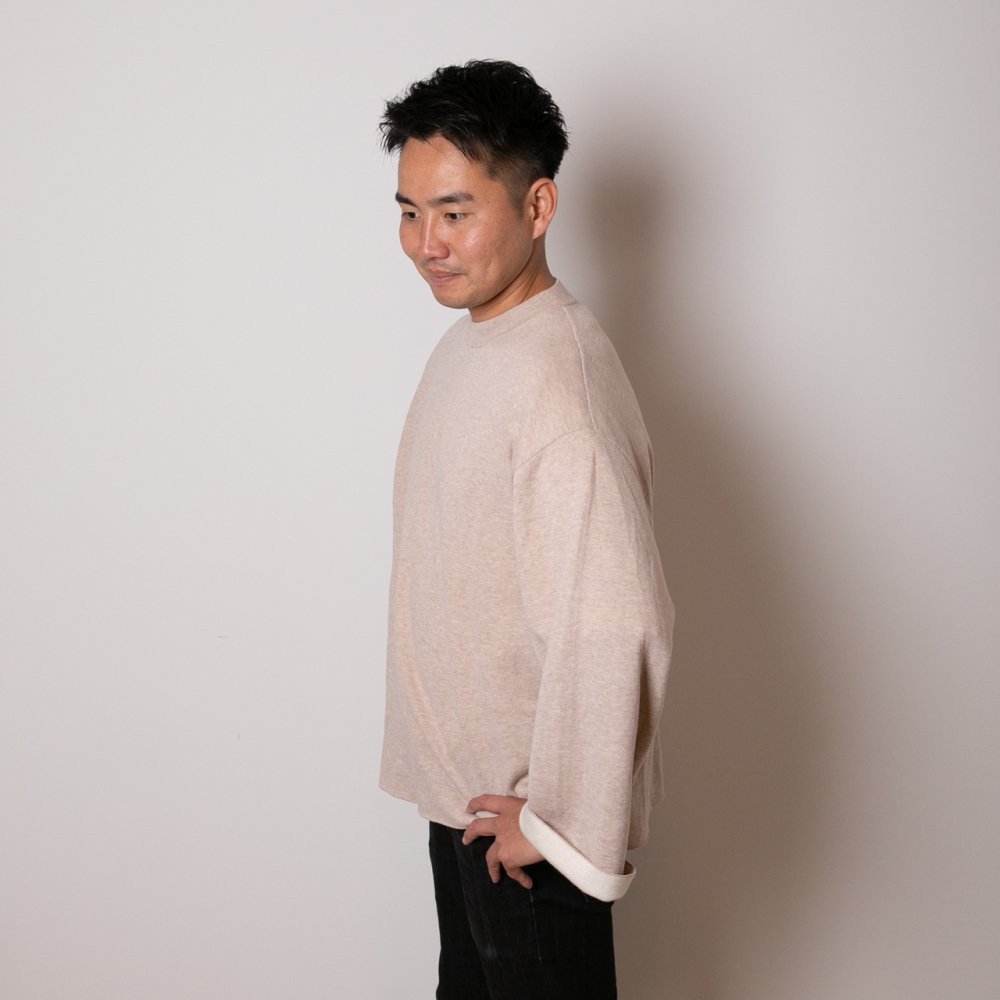 【SET】cashmere × cotton mock neck knit 〈 beige × ivory 〉