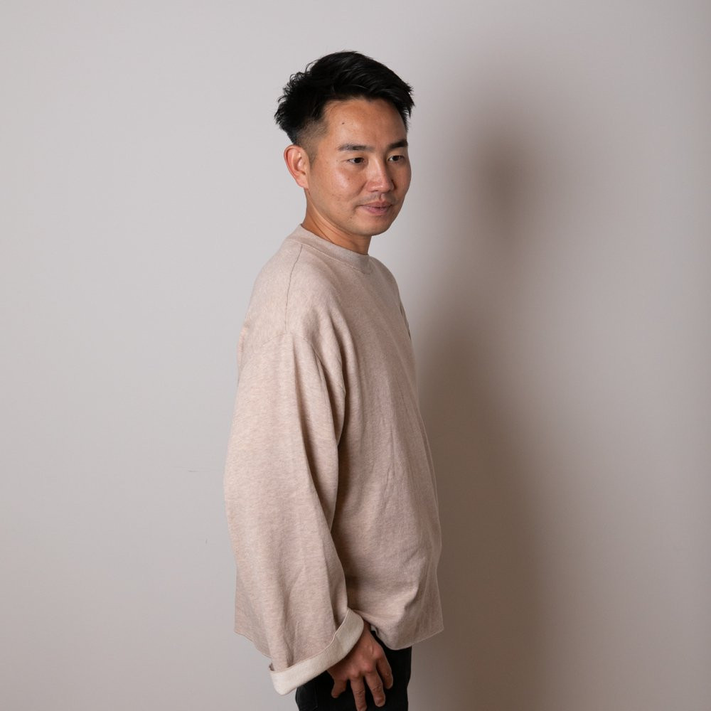 【SET】cashmere × cotton mock neck knit 〈 beige × ivory 〉