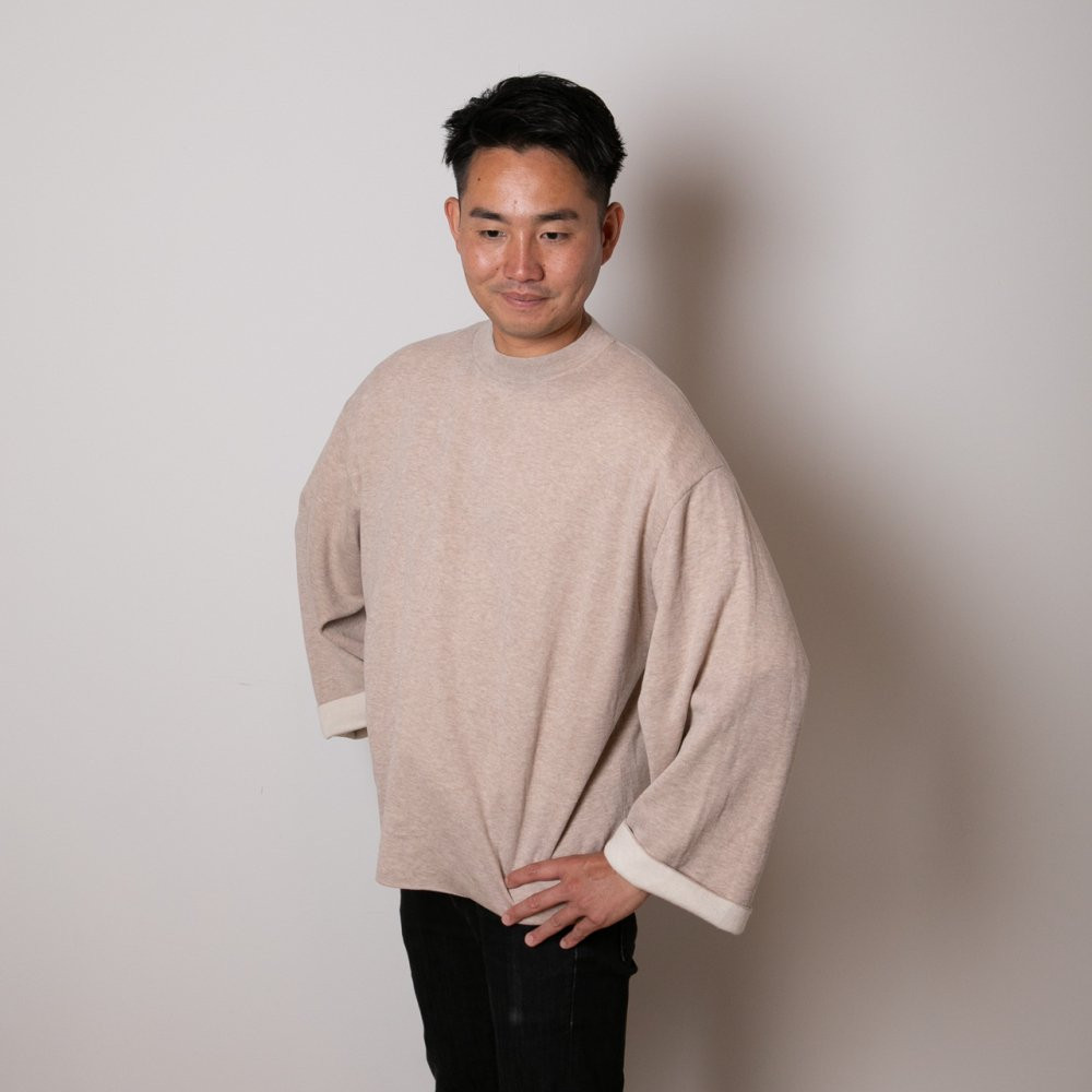 【SET】cashmere × cotton mock neck knit 〈 beige × ivory 〉