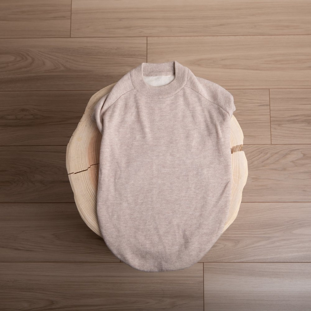 【SET】cashmere × cotton mock neck knit 〈 beige × ivory 〉