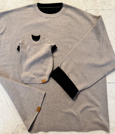 【SET】cashmere × cotton mock neck knit 〈 beige × black 〉