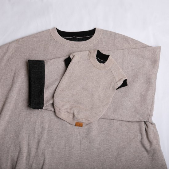 【SET】cashmere × cotton mock neck knit 〈 beige × black 〉