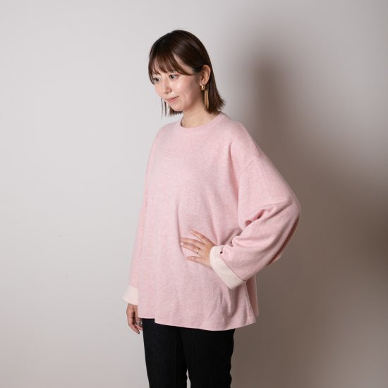 【SET】cashmere × cotton mock neck knit 〈 pink × ivory 〉