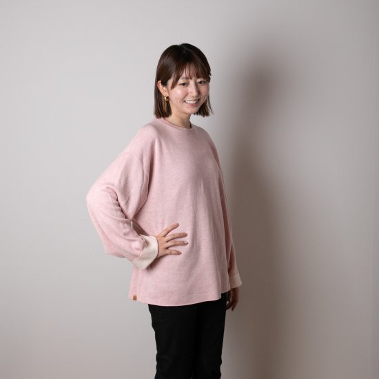 【SET】cashmere × cotton mock neck knit 〈 pink × ivory 〉