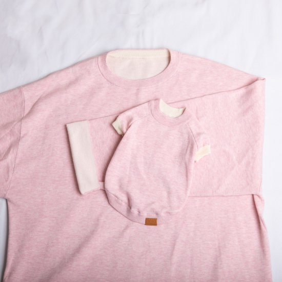 【SET】cashmere × cotton mock neck knit 〈 pink × ivory 〉