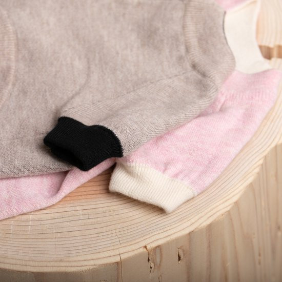 【SET】cashmere × cotton mock neck knit 〈 pink × ivory 〉