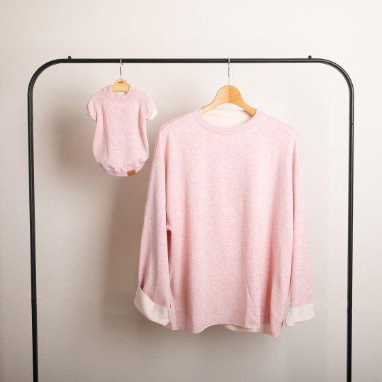 cashmere × cotton mock neck knit 〈 pink × ivory 〉