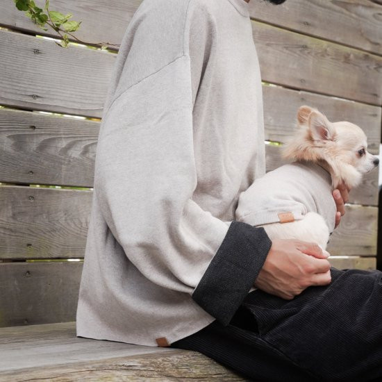 cashmere × cotton mock neck knit for DOG〈 beige × black 〉