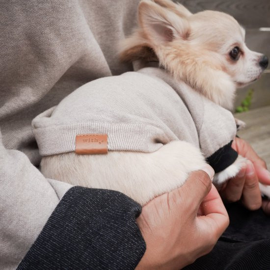 cashmere × cotton mock neck knit for DOG〈 beige × black 〉