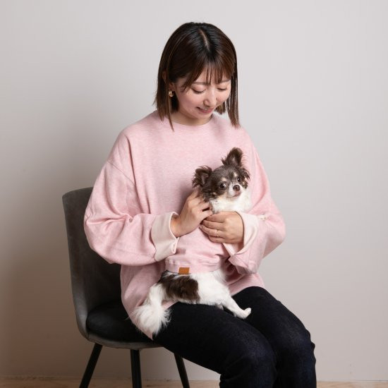 cashmere × cotton mock neck knit for DOG〈 pink × ivory 〉