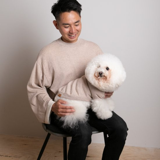 cashmere × cotton mock neck knit for DOG〈 beige × ivory〉