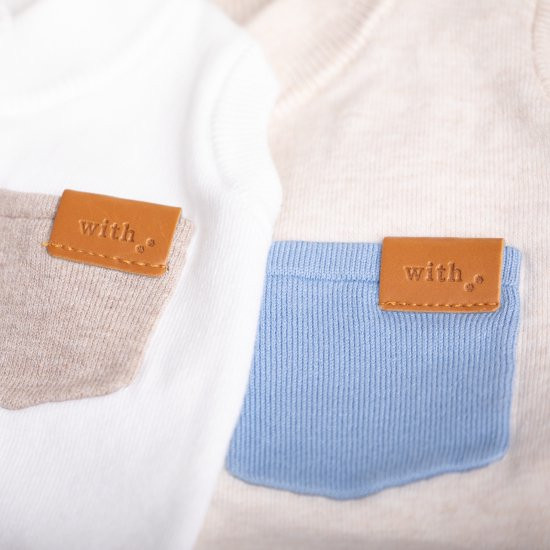 bicolor cotton knit 〈 blue × beige 〉