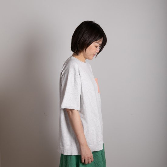 bicolor cotton knit 〈 orange × gray 〉