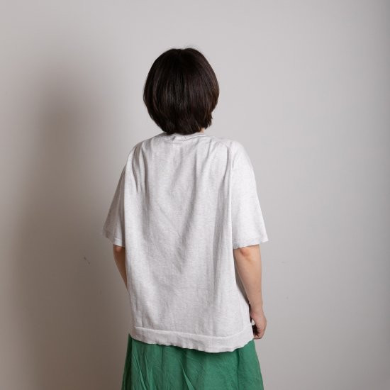 bicolor cotton knit 〈 orange × gray 〉