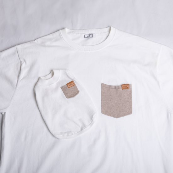 bicolor cotton knit for DOG 〈 beige × white 〉