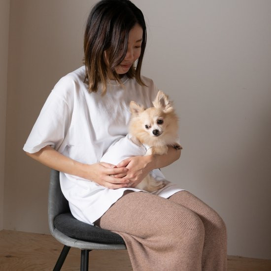 bicolor cotton knit for DOG 〈 beige × white 〉