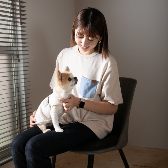 bicolor cotton knit for DOG 〈 blue × beige 〉