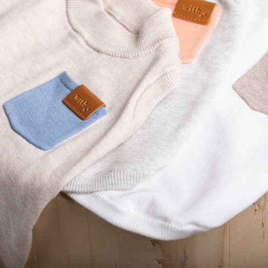 bicolor cotton knit for DOG 〈 blue × beige 〉