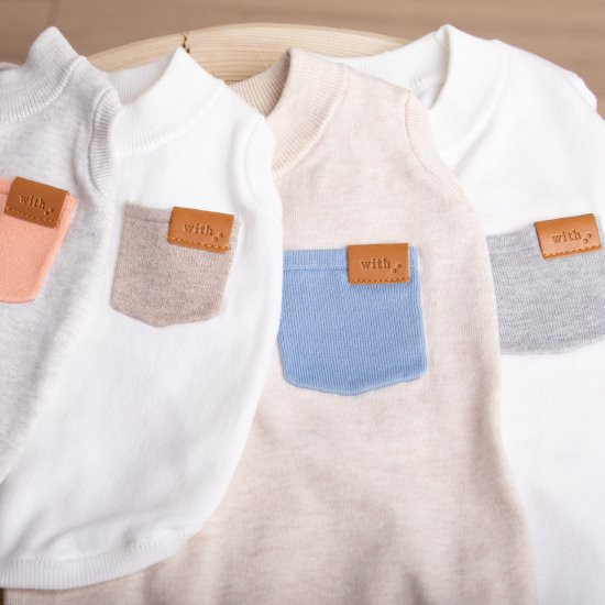 bicolor cotton knit for DOG 〈 orange × gray 〉