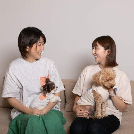 bicolor cotton knit for DOG 〈 orange × gray 〉