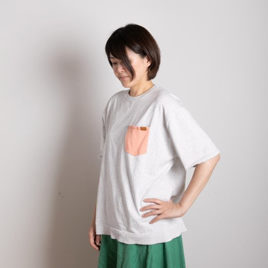 【SET】 bicolor cotton knit 〈 orange × gray 〉