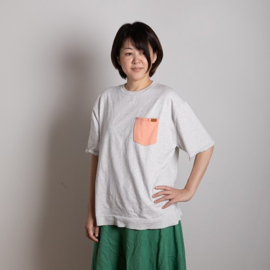 【SET】 bicolor cotton knit 〈 orange × gray 〉