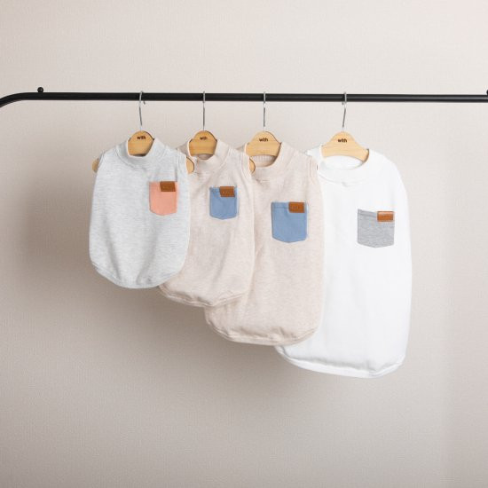 【SET】 bicolor cotton knit 〈 blue × beige 〉