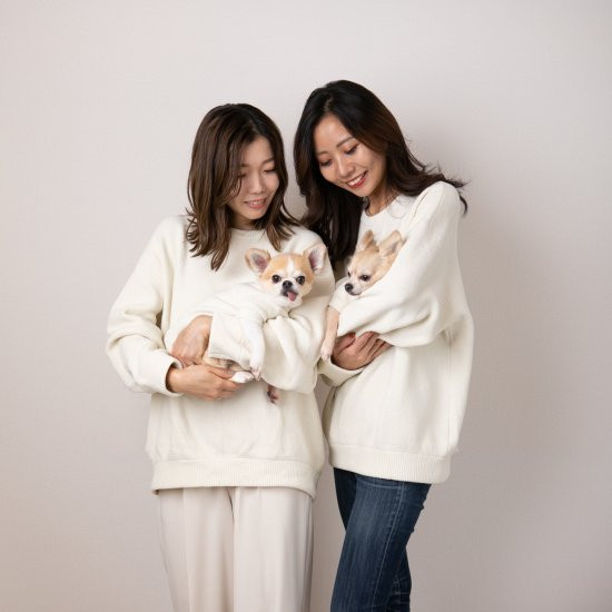 cotton mole oversize knit with.006〈 ivory 〉