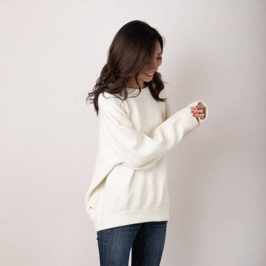 cotton mole oversize knit with.006〈 ivory 〉