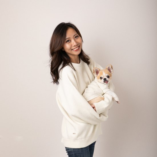 cotton mole oversize knit for DOG with.006〈 ivory 〉