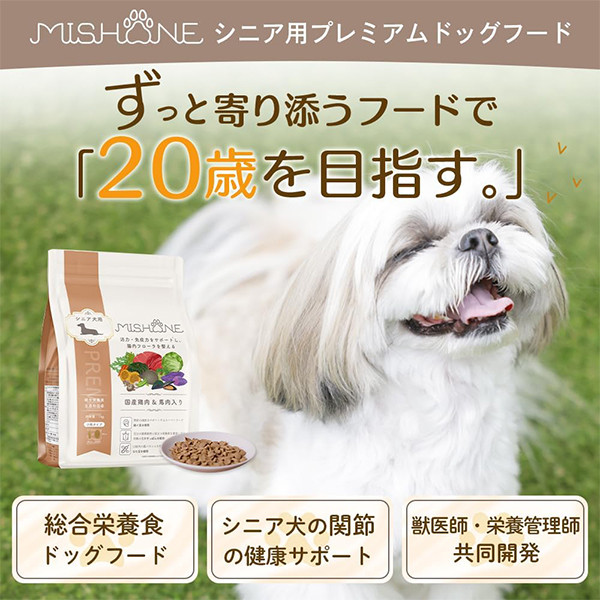 ミシュワン MISHONE ドッグフード シニア犬用 ＜1kg×1個＞ 【すっぽん/緑イ貝/グルテンフリー/瞳の健康/活力/関節疾患/高齢犬/体重管理】