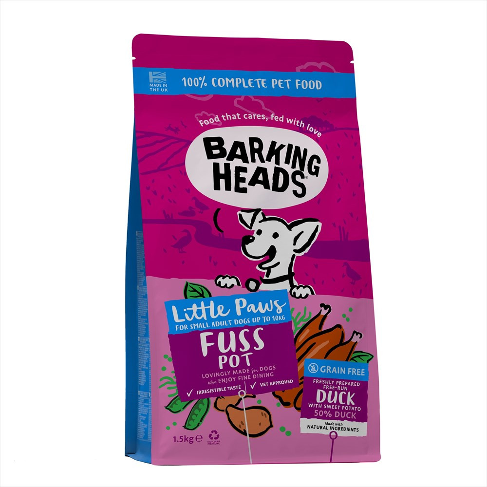 【小型犬用】BARKING HEADS バーキングヘッズ ファス ポット ダック ドライドッグフード 小型犬成犬用 1.5kg