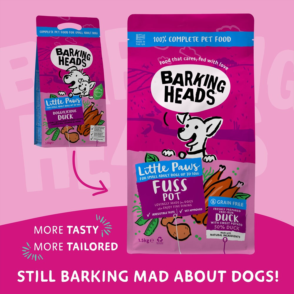 【９月上旬入荷予定】【小型犬用】BARKING HEADS バーキングヘッズ ファス ポット ダック ドライドッグフード 小型犬成犬用 1.5kg