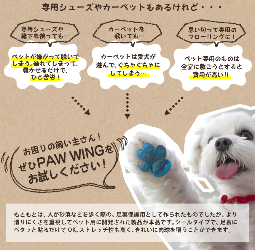 PAW WING 20枚セット ペット用肉球シール パウウィング 滑り止めシール