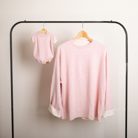 【SET】cashmere × cotton mock neck knit 〈 pink × ivory 〉