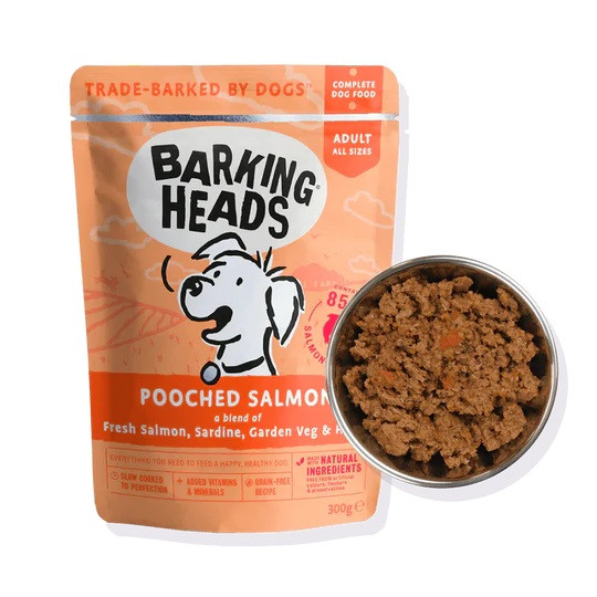 BARKING HEADS バーキングヘッズ プーチド サーモン ウェット パウチ ドッグフード アレルギー フィッシュ 魚 全犬種成犬用 300g