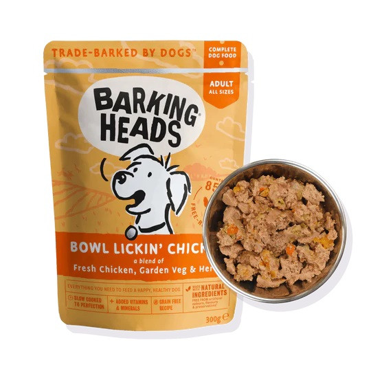 BARKING HEADS バーキングヘッズ ボウル リッキン チキン ドッグフード 低アレルゲンウェット パウチ 全犬種成犬用 300g