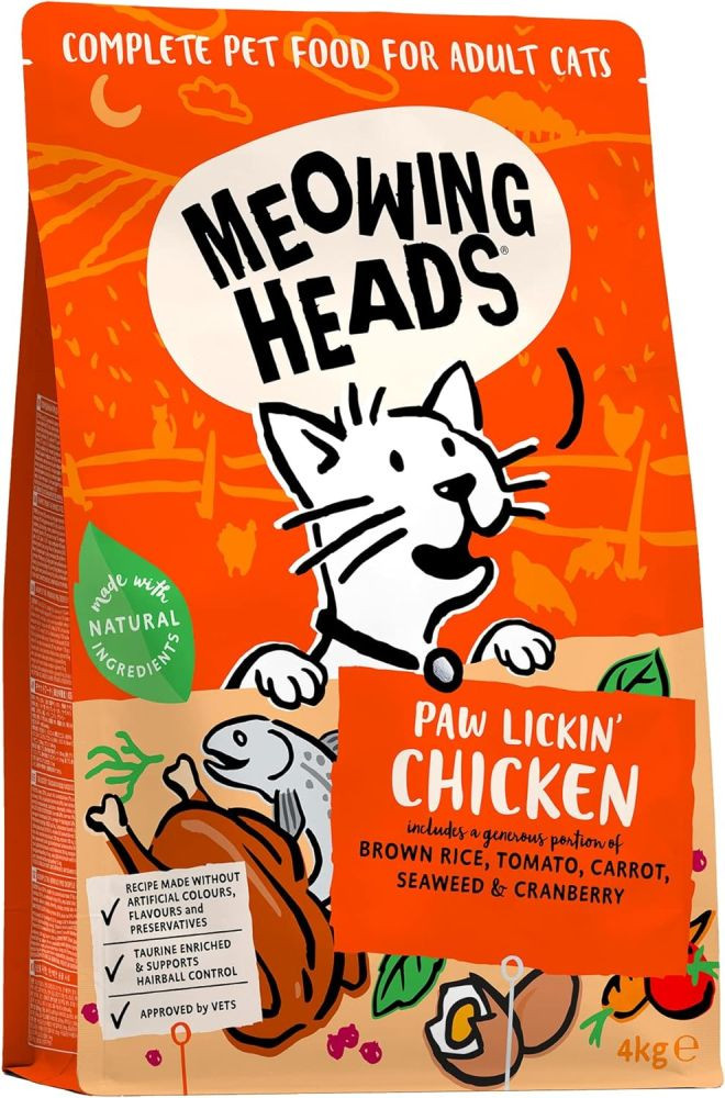 【終売】MEOWING HEADS ミャオイングヘッズ パウ リッキン チキン ドライキャットフード 成猫用 4kg