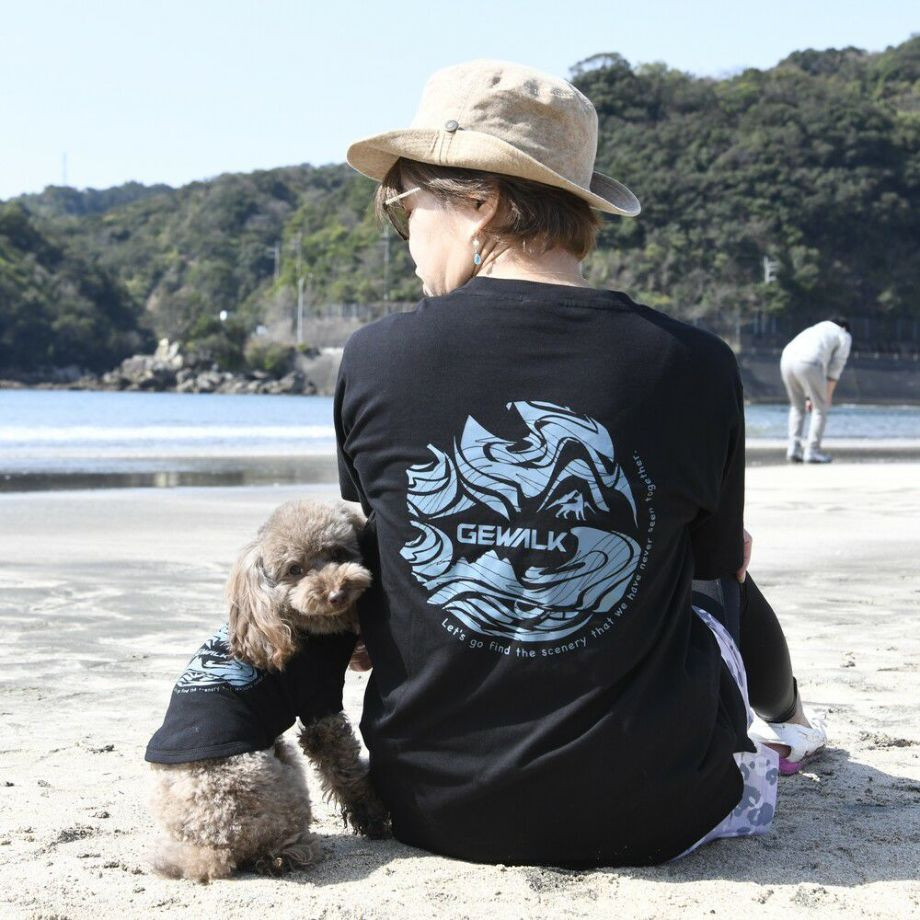 LGE530 サーフウエーブバックプリント　Ｔシャツ 【XS】【S】  犬  GEWALK  ジウォーク  Tシャツ・カットソー