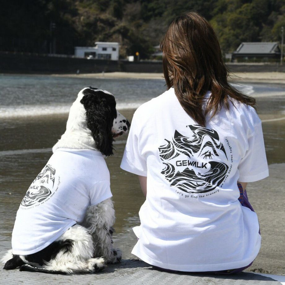 LGE530 サーフウエーブバックプリント　Ｔシャツ 【M】  犬  GEWALK  ジウォーク  Tシャツ・カットソー