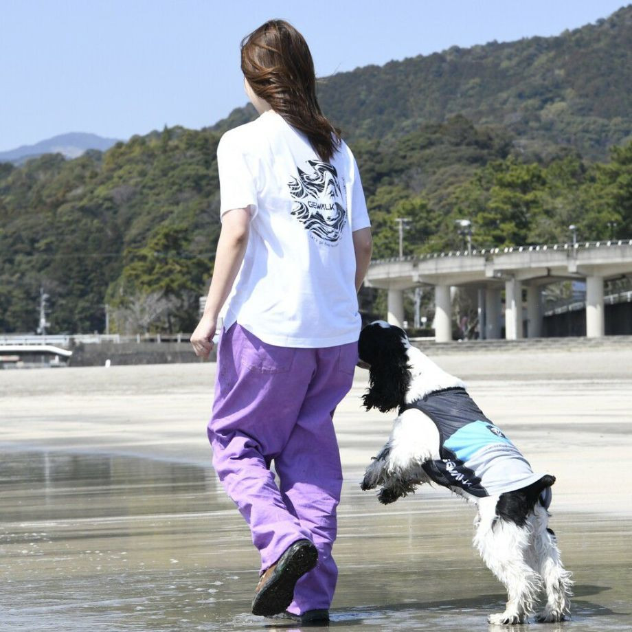 LGY319  サーフウエーブバックプリント　Ｔシャツ 【S】  犬  GEWALK    Tシャツ_オーナー用