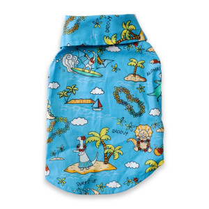 【Calvin & Susie】Aloha  Shirts Blue Dinosaurs ‐XS