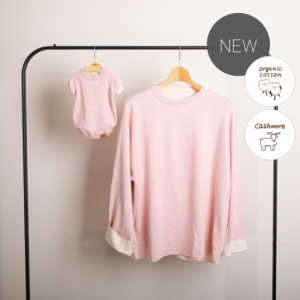 【SET】cashmere × cotton mock neck knit 〈 pink × ivory 〉