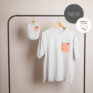 【SET】 bicolor cotton knit 〈 orange × gray 〉